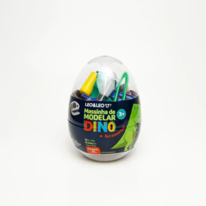 Massa de modelar Ovo Dino Leonora 24 cores + 7 ferramentas Leo&Leo