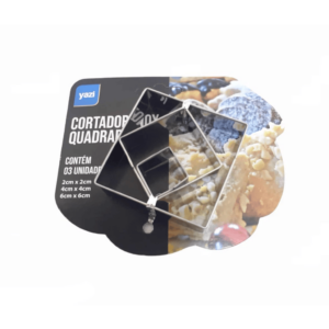 Cortador de massas e biscoitos inox 3 tamanhos formato quadrado Yazi