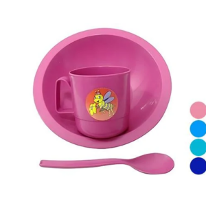 Kit refeição infantil prato, copo e colher decorado Apas
