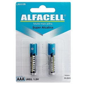 Pilha palito Alcalina AAA Alfacell LR03 com 2 unidades