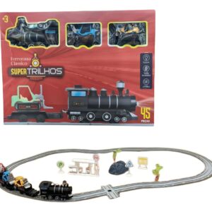 Trem ferrorama Super trilhos Locomotiva 45 peças Wellkids