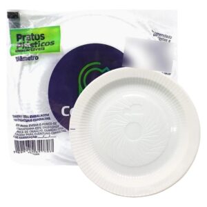 Prato sobremesa descartável raso 15cm plástico CopoPlast com 10 unidades