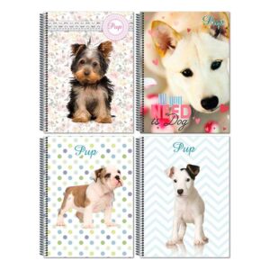 Caderno universitário menina Pup Cachorro 96 folhas 1 matéria capa dura Máxima