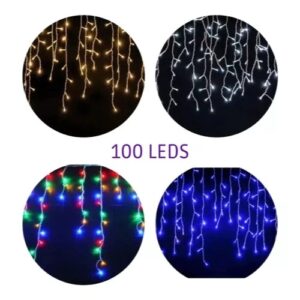 Cascata pisca pisa 100 leds 2,3 metros 8 funções 127V - enfeite natal Wincy