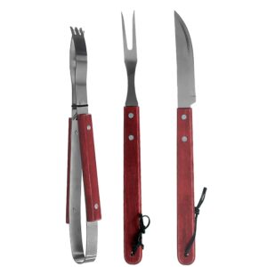 Kit para Churrasco 3 peças inox com cabo madeira Tuut