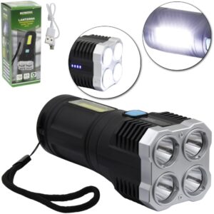 Lanterna recarregável USB 4 Leds Alfacell resistente água