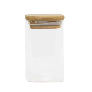Pote de vidro quadrado com tampa hermética bambu 235ml Tuut