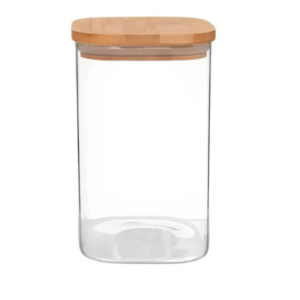 Pote de vidro quadrado com tampa hermética bambu 280ml Tuut