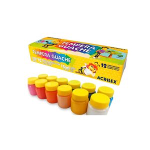Tinta tempera guache com 12 cores 15ml multicor Acrilex