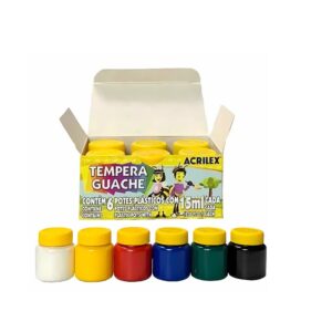 Tinta tempera guache com 6 cores 15ml multicor Acrilex