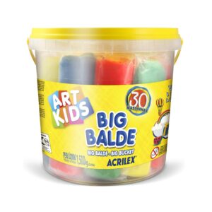 Balde de massinha de modelar big com 30 massas soft sortidas 1,5kg Acrilex