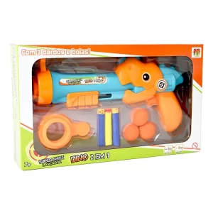 Lançador super shot kit dino 2 em 1 Dm Toys
