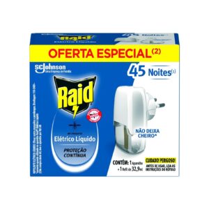 Raid Repelente elétrico líquido anti mosquitos 1 aparelho + 1 refil de 32,9ml