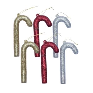 Kit com 6 enfeites Bengala de glitter pendentes de natal – decoração arvore de natal Wincy