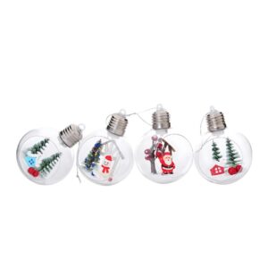 Bola de natal transparente aberta com decoração e led - enfeite para arvore Wincy
