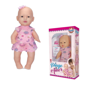 Boneca pingo de amor com chupeta e certidão de nascimento Sid-Nyl