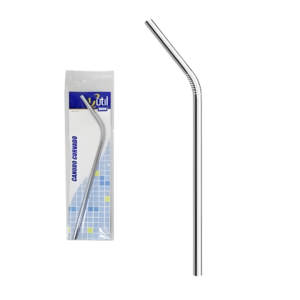 Canudo curvado reutilizável inox 21,5cm 123Util