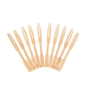 Kit com 50 mini Garfo de bambu palito para petisco Silver Festas