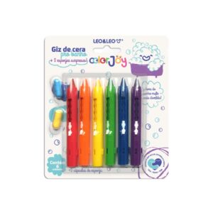 Giz de cera para banho retrátil com 6 cores e 2 capsulas Leo&Leo