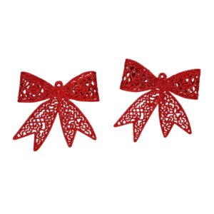 Kit com 2 Laço vazado vermelho com glitter - enfeite decoração natal Wincy
