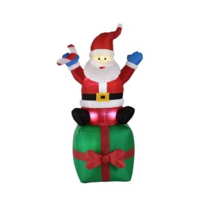 Papai noel inflável grande 1,90m com 6 leds sentado - enfeite decoração natal Wincy