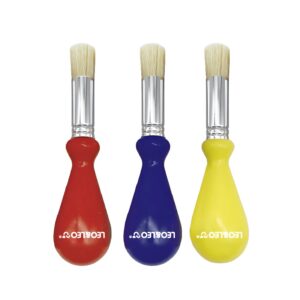 Kit com 3 Pincel com pega ergonômico ponta redonda color joy Leo&Leo