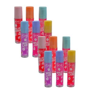 Kit com 12 Brilho labial com sabor de frutas Garbin