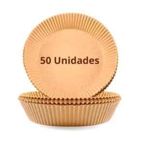 Kit com 50 Forma de papel descartável para air fryer, forno e micro-ondas 1,7L redonda Casita