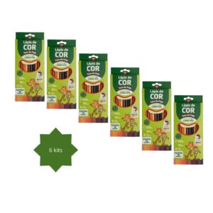 Kit com 6 caixa Lápis de cor sextavado com 12 cores tons de pele Leo&Leo