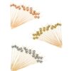 Palito bambu petisco dourado, prata e rose -