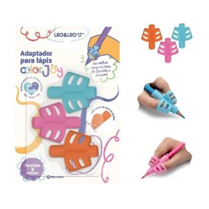 Kit com 3 Adaptador para lápis apoio de dedos escrita ergonômica Leo&Leo