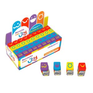 Borracha cubo decorada emoji joy Leo&Leo - caixa com 32 unidades