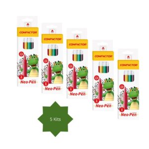 Kit com 5 caixa Canetinha hidrográfica para colorir Neo Pen gigante 6 cores Compactor