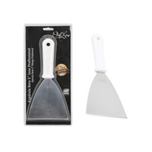 Espátula reta 5" profissional 24,5cm inox cabo branco pp Chef Line