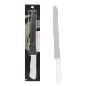 Faca de pão grande 8" inox cabo plástico branco Chef Line