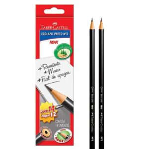 Caixa com 14 Lápis preto de escrever hb nº2 ecolápis Faber Castell