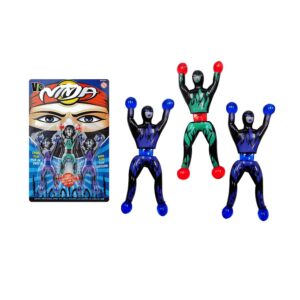 Kit com 3 Boneco geleca super ninja que gruda na parede Vip