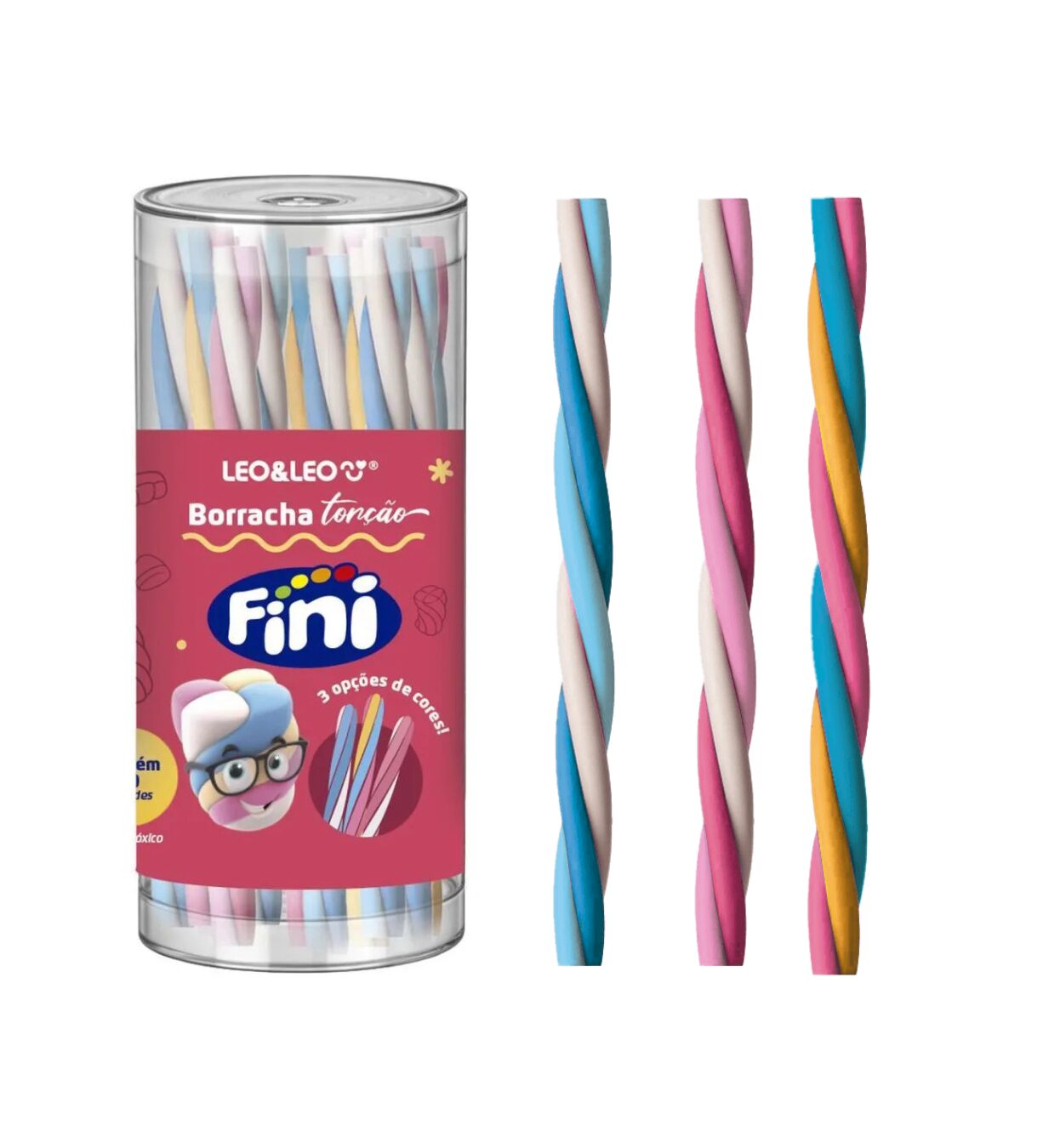 Kit com 20 Borracha Fini torcida sortida Leo&Leo