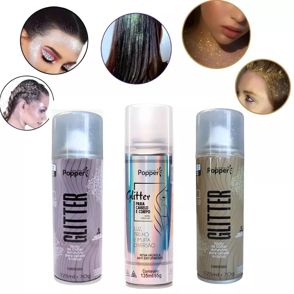 Glitter para corpo e cabelo Popper 125/150ml