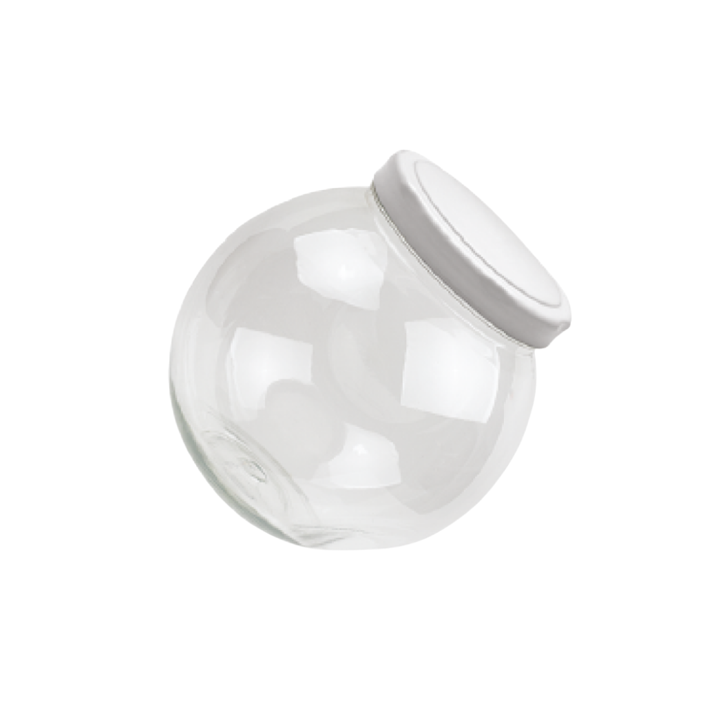 Pote Baleiro cristal de plástico com tampa branca 1,2L Panamby