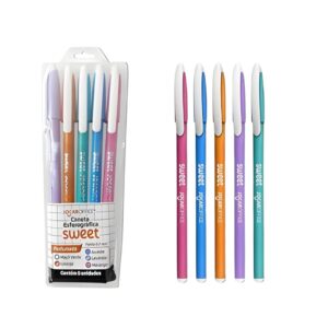 Kit com 5 Caneta esferográfica 0.7mm sweet perfumada e colorida Jocar Office