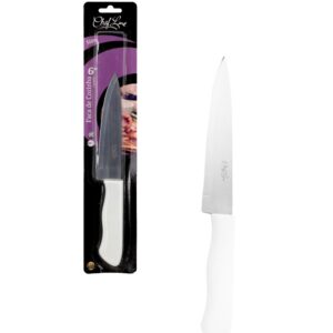 Faca de cozinha 6" slim cabo plástico branco e inox Chef Line