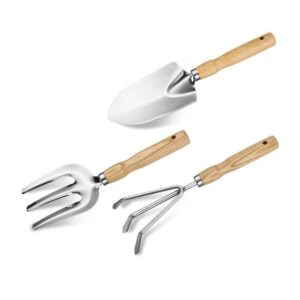 Kit com 3 ferramenta de jardinagem My Garden D3 cabo madeira Tuut