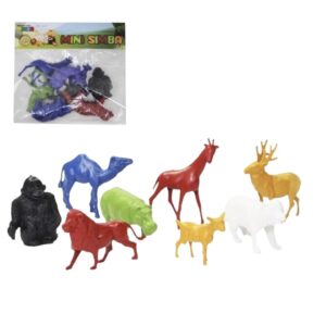 Kit com 8 Mini animais selvagens safari simba de plástico Apas
