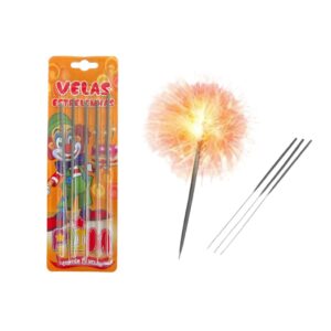 Vela palito de aniversario estrela de prata Plim com 5 unidades