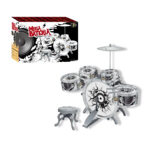 Mega Bateria musical Infantil VIP com banco e tambores