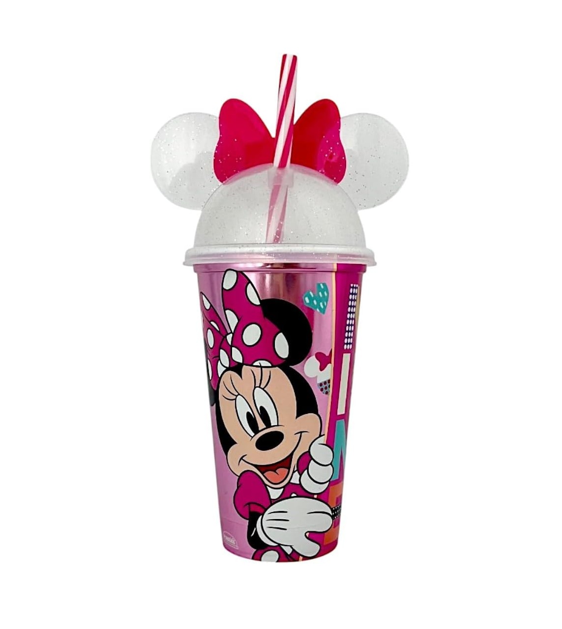 Copo com orelha e canudo Minnie 500ml Plasútil