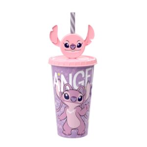 Copo refri infantil com canudo e pin 500ml Angel Plasútil