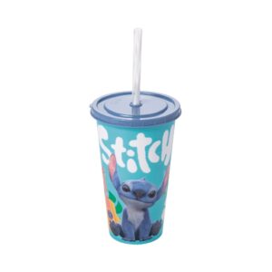 Copo refri infantil com canudo 500ml Stitch Plasútil
